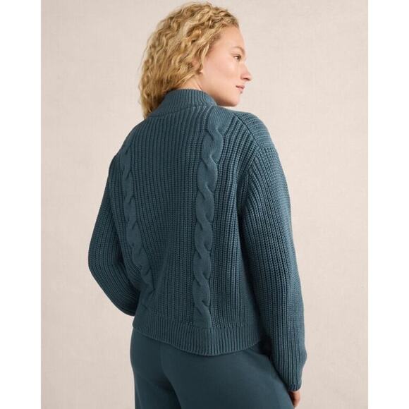 Haven Well Within Cotton Mixed Stitch Double Zip Cardigan size Small Neptune - Picture 2 of 9